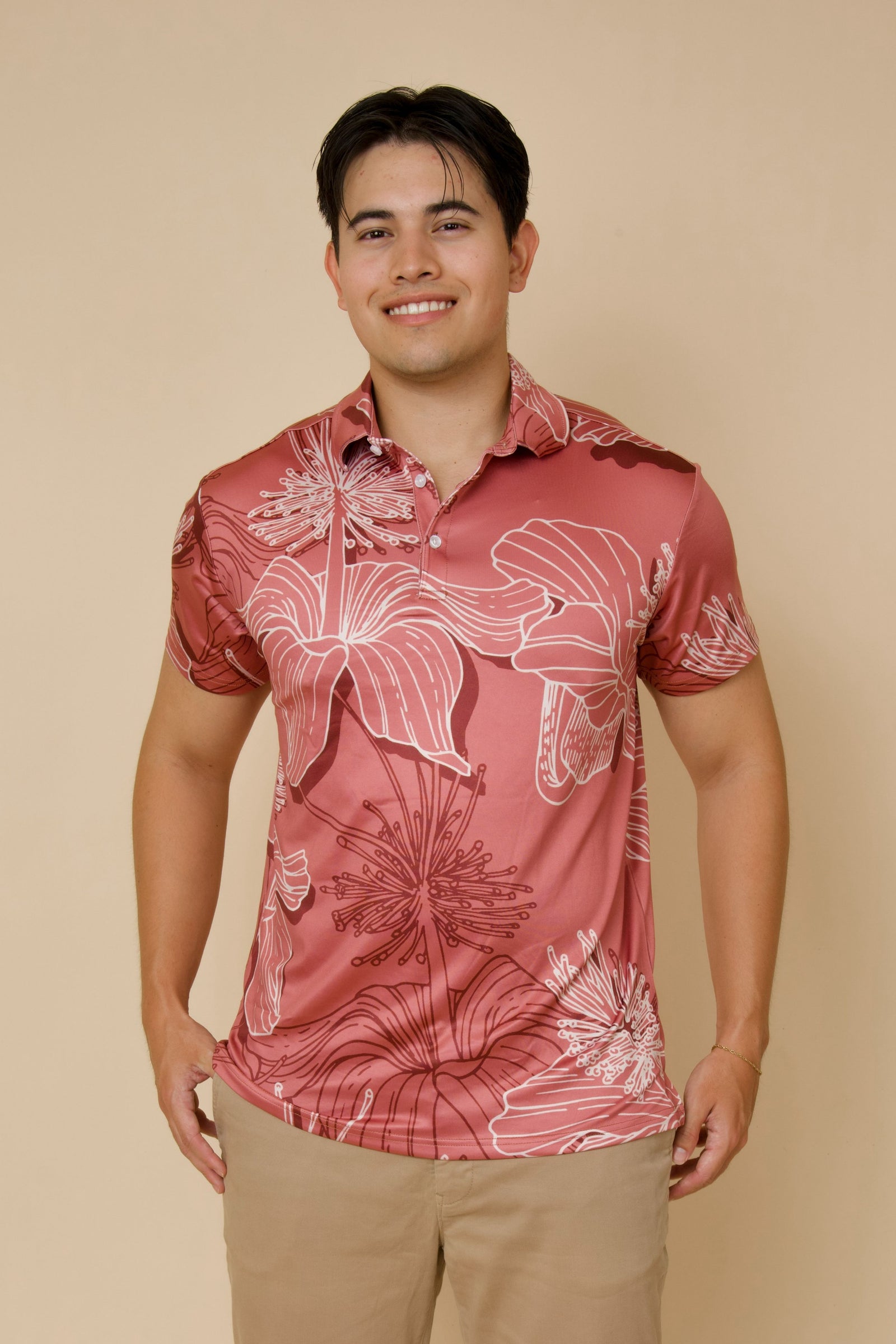 Men's Holoholo Polo Shirt Berry Kokiʻo