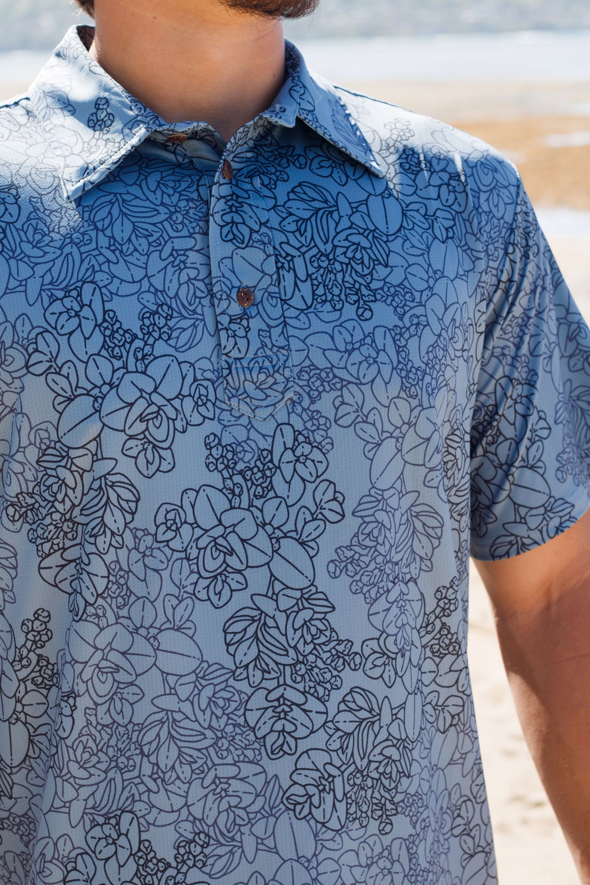 Mens Active Polo Steel Blue Liko