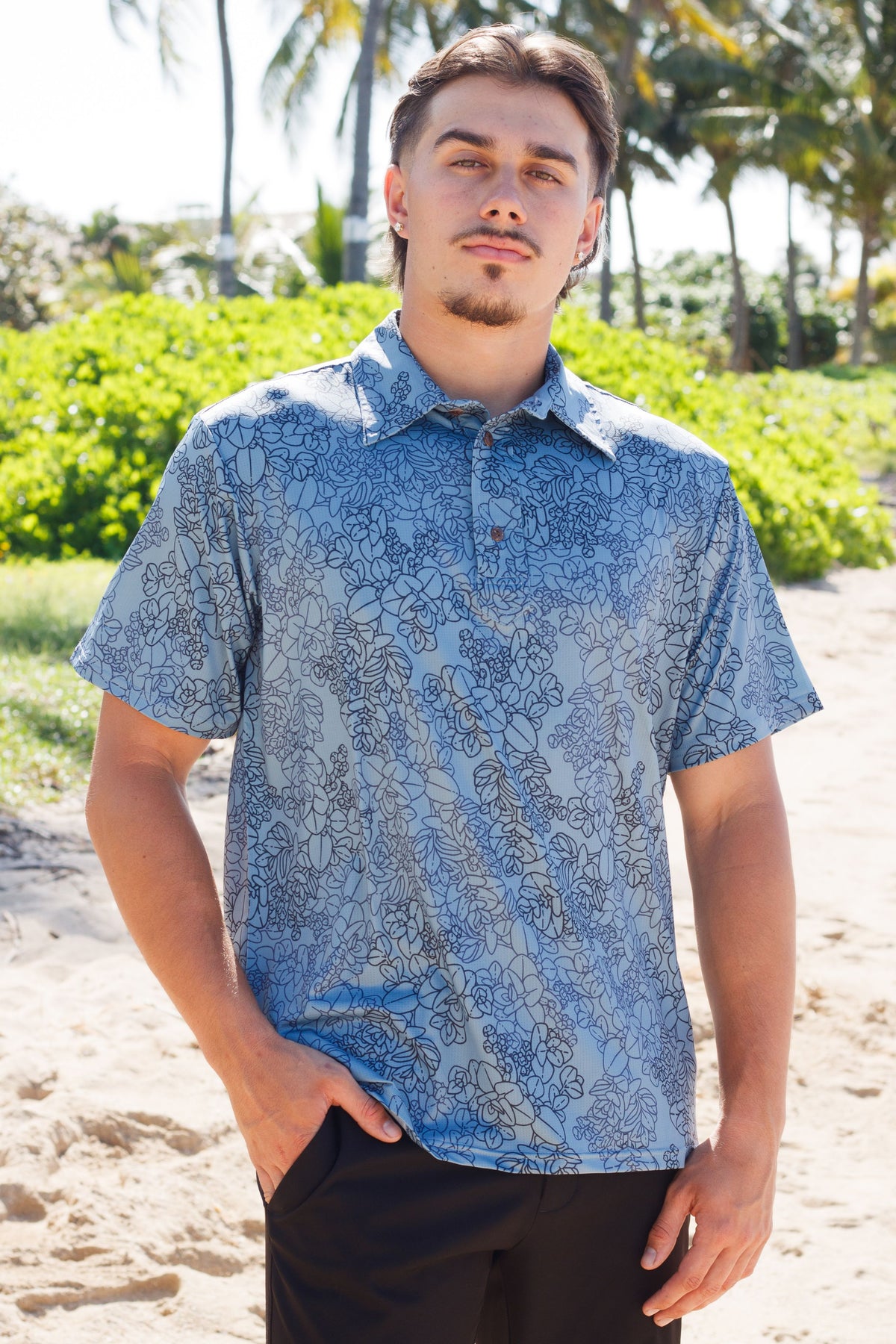 Mens Active Polo Steel Blue Liko