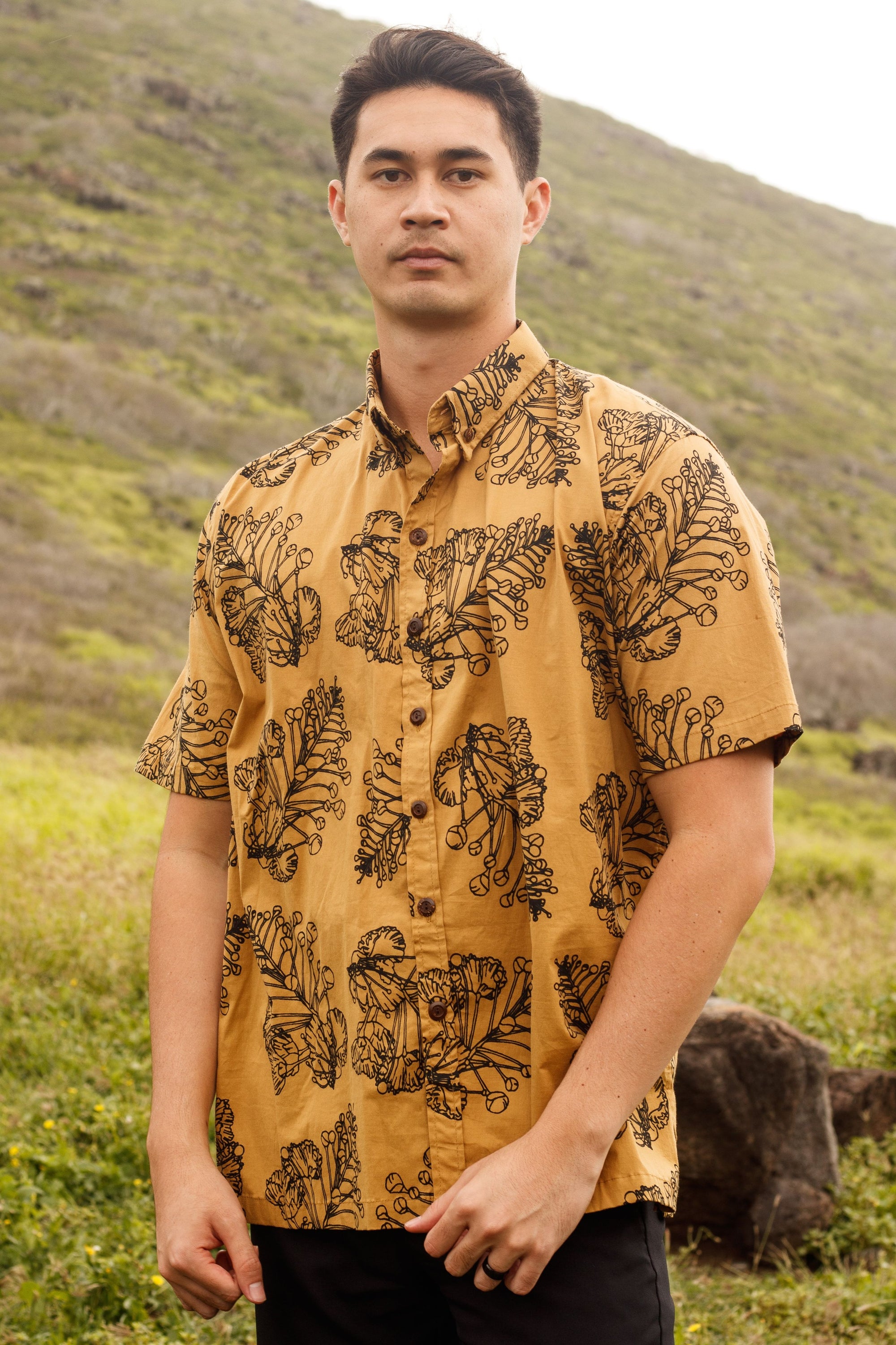 Mens Aloha Shirt Dijon ʻŌhai Aliʻi - Kahulaleʻa