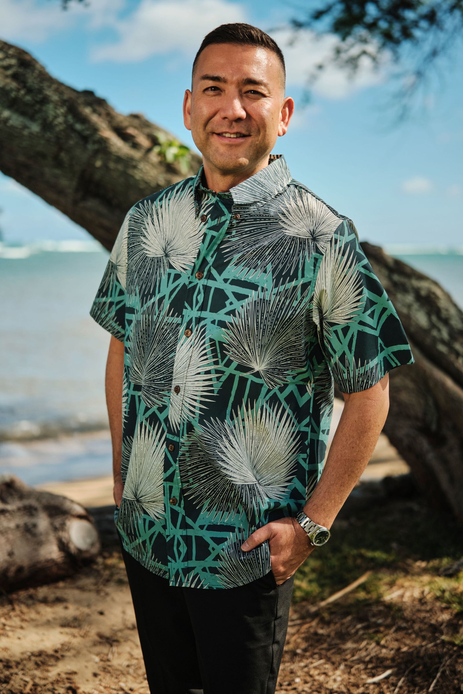 Men's Aloha Shirt Retro Lagoon Loulu
