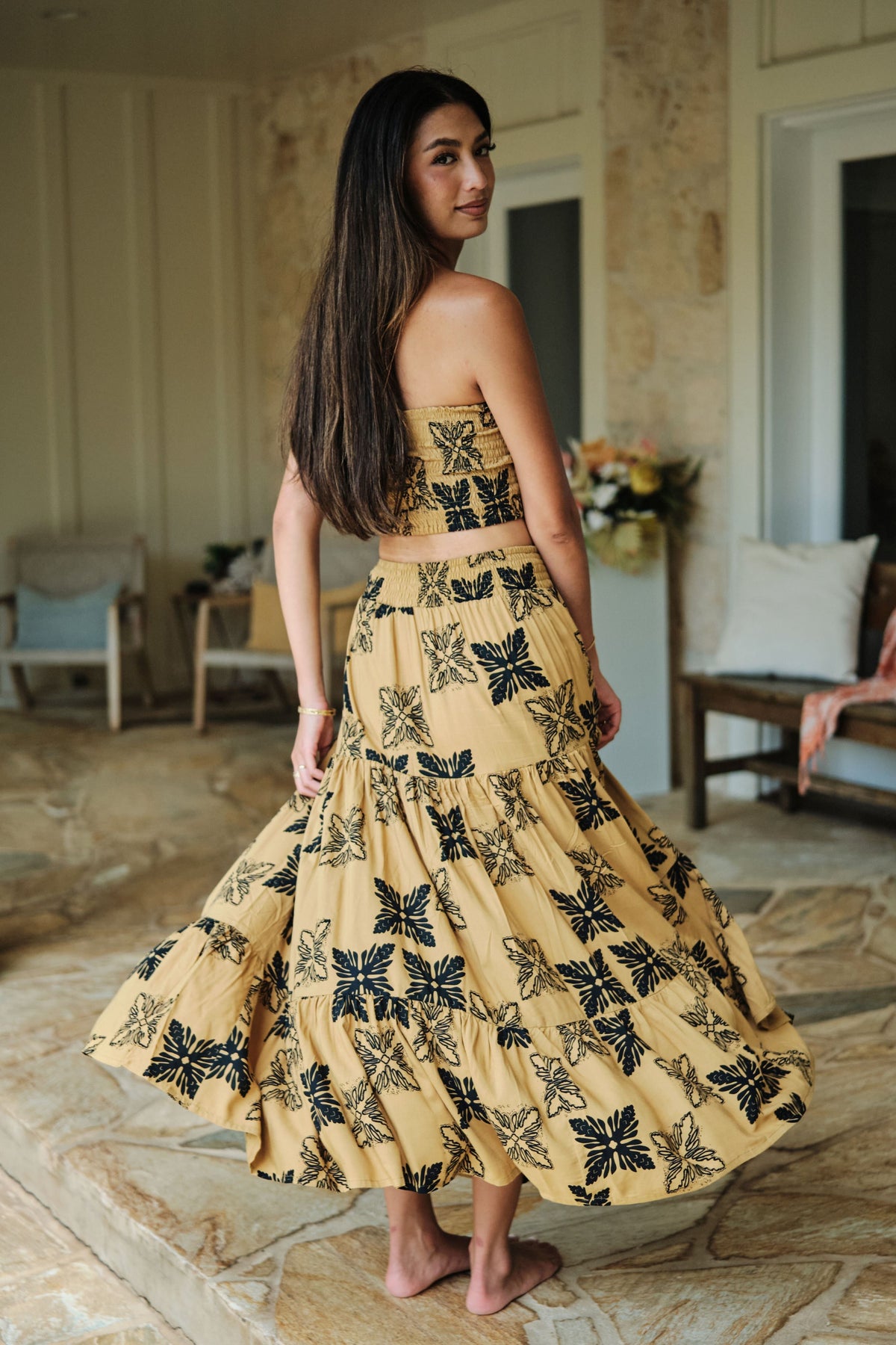 Smocked Bandeau Top Leila Dijon Tūtū's Quilt