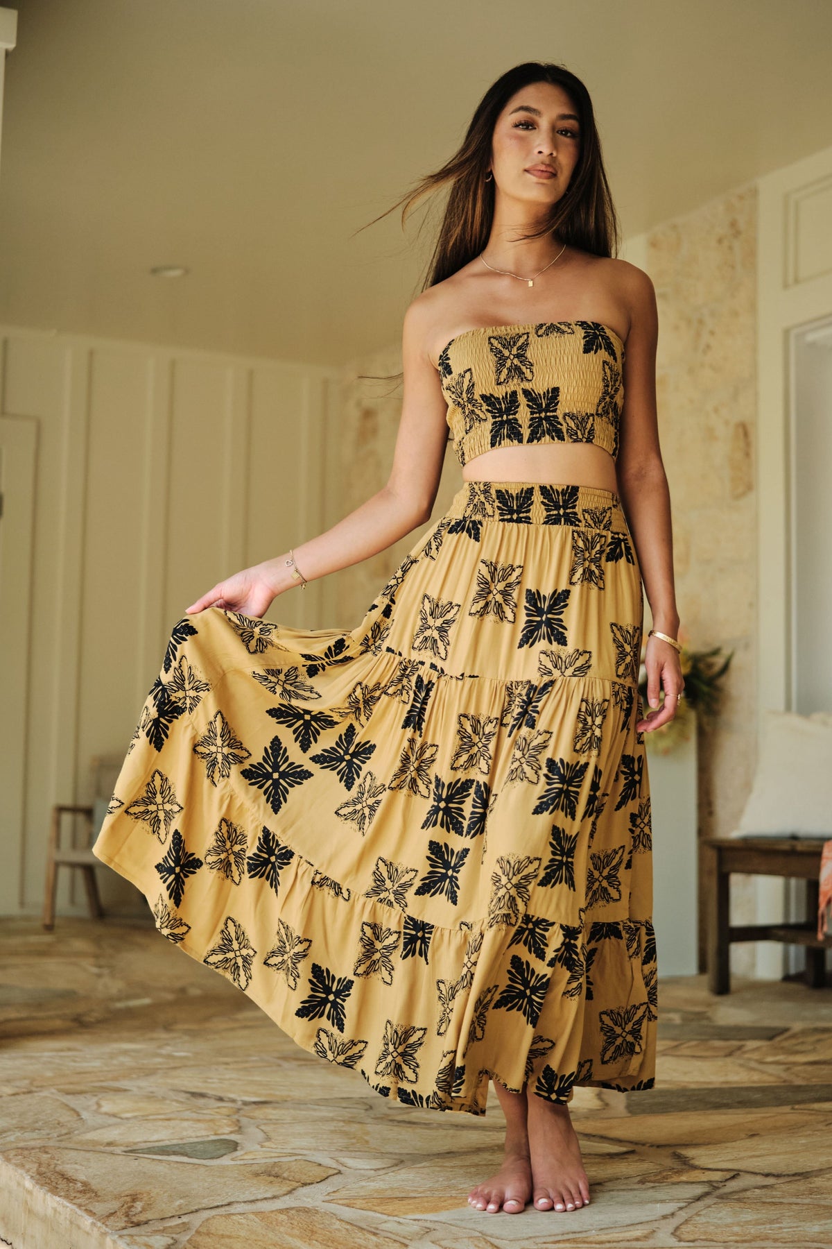 Smocked Bandeau Top Leila Dijon Tūtū's Quilt