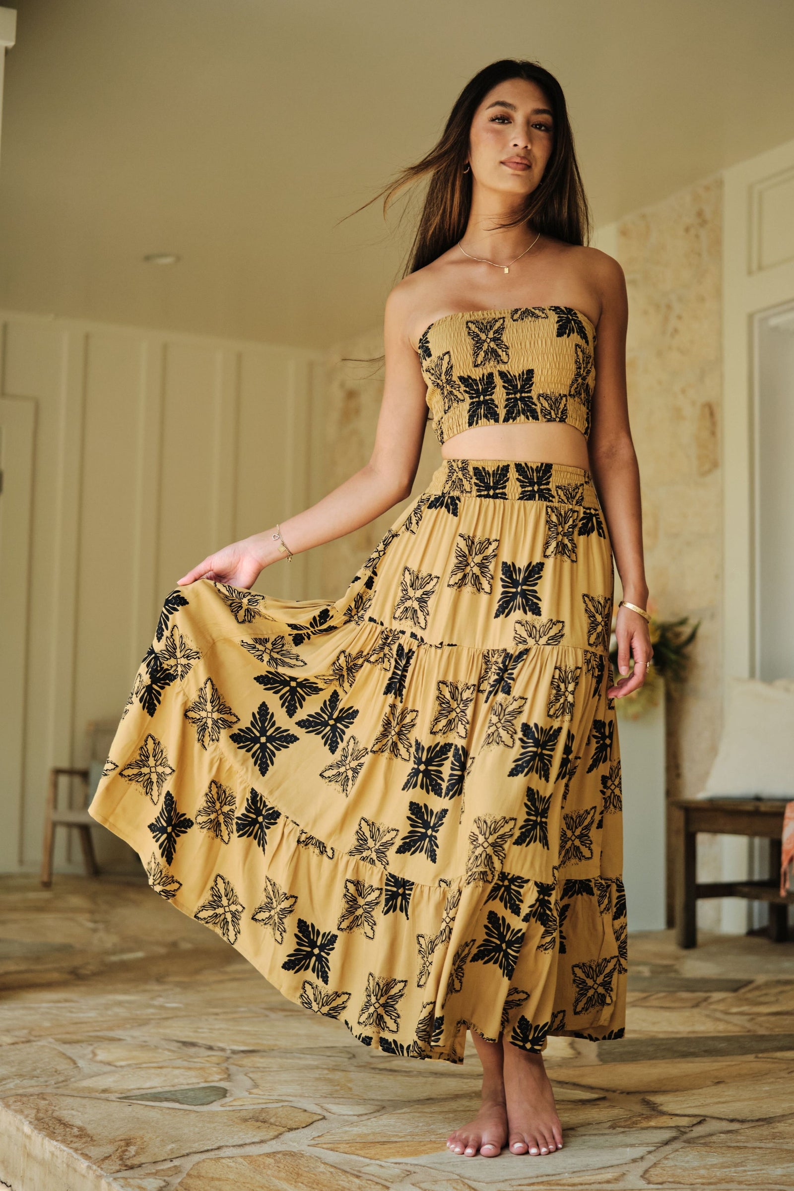 Smocked Bandeau Top Leila Dijon Tūtū's Quilt