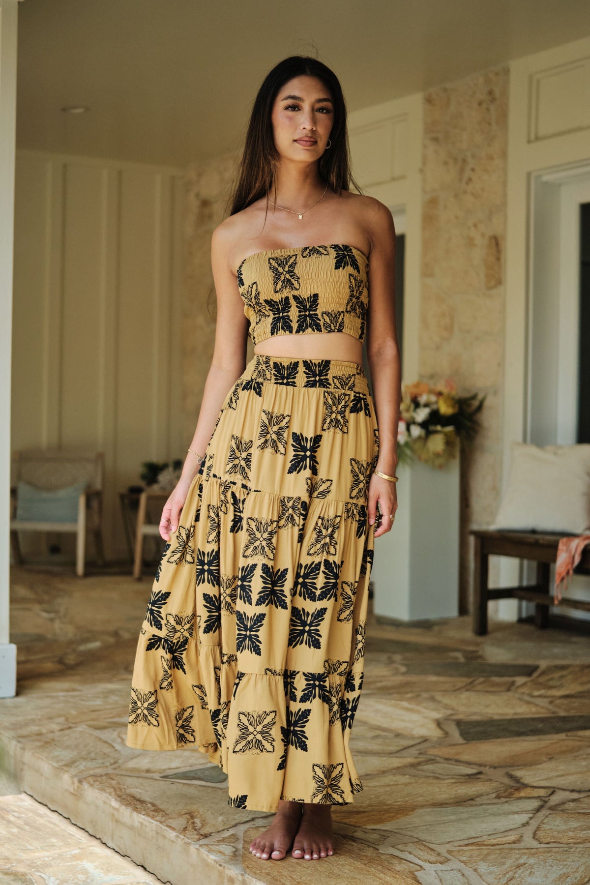 Smocked Bandeau Top Leila Dijon Tūtū's Quilt