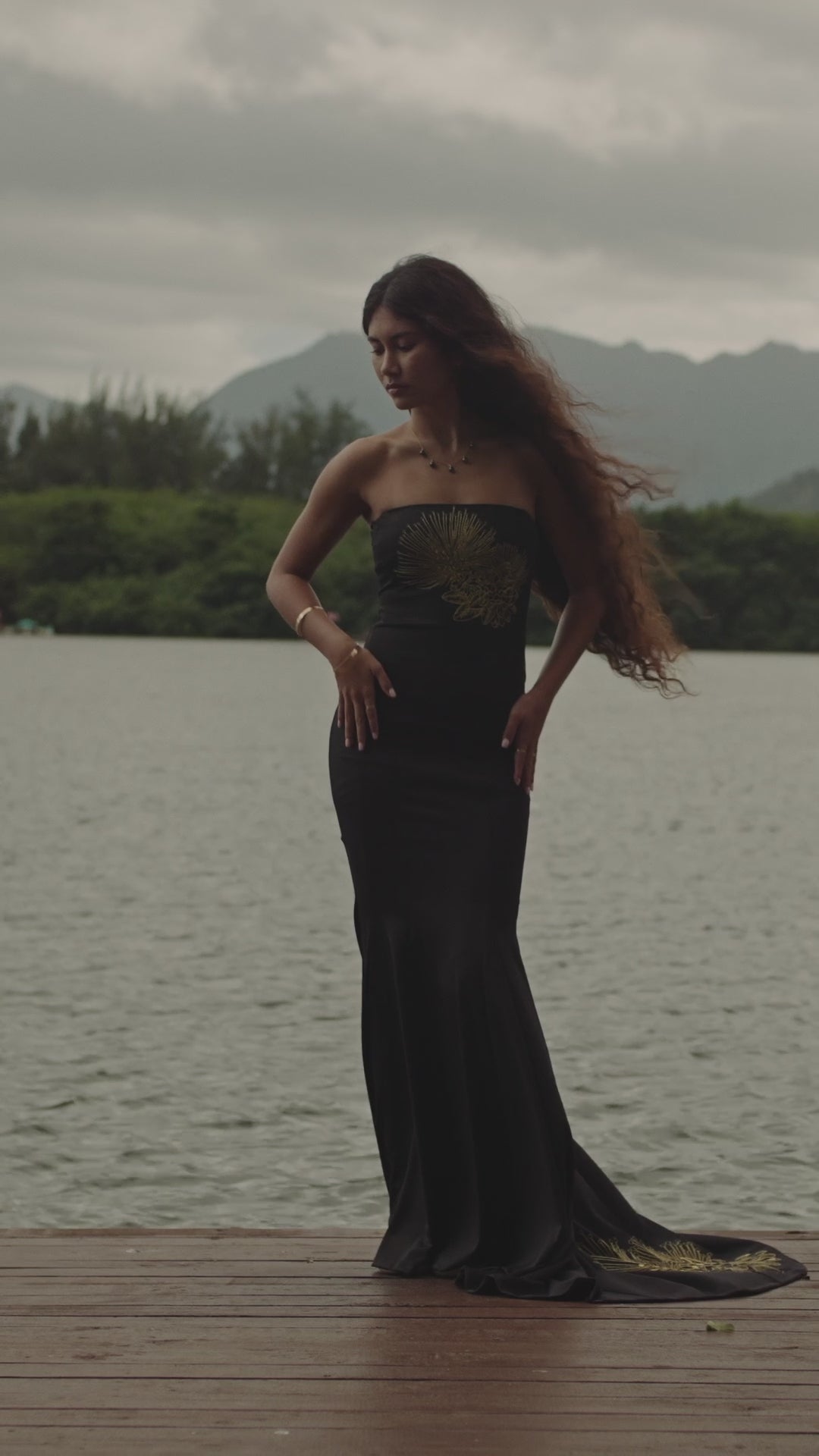 Lehua Embroidered Holokū